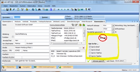 Datenschutz konformes CRM am Beispiel der CRM-Software AG-VIP SQL